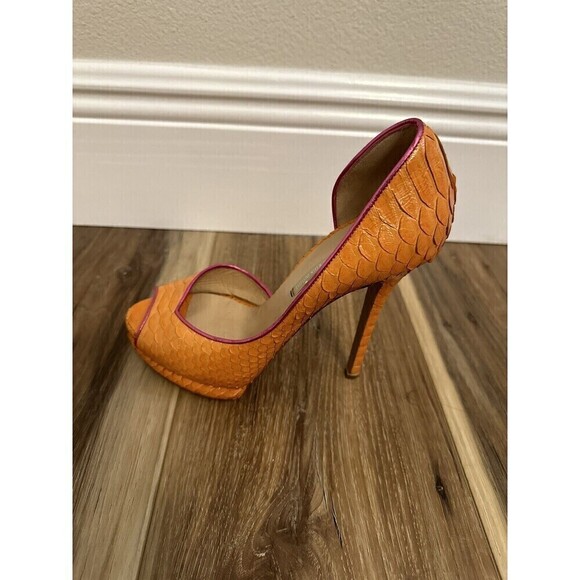 Nicholas Kirkwood Platform Heels EU 36.5 Orange Snakeskin - Picture 9 of 16